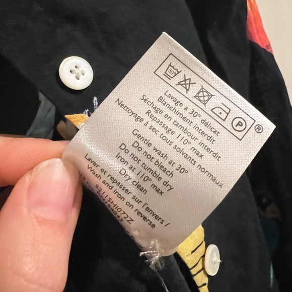 SEZANE x G. Kero Black Tropical Button Down Pierro Shirt Sz 34/XS/ US 2 - Picture 7 of 11